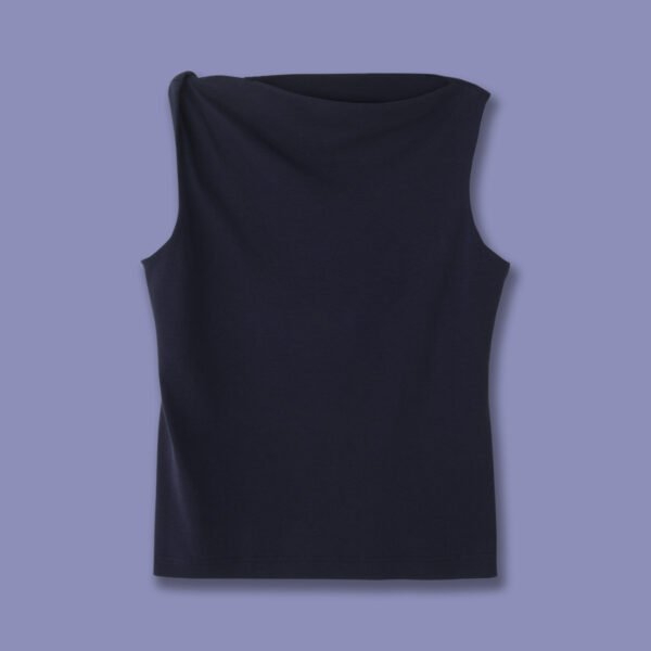 Slim-fit One-shoulder Knot Detail Cotton Top - Image 2