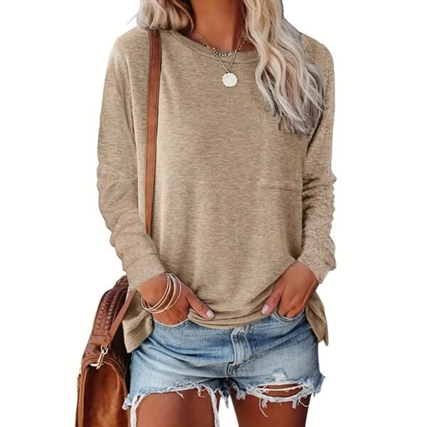 3 Pack Women's Long Sleeve Shirts Casual Crew Neck Basic Tops Solid Layer T Shirts For Ladies - Image 5