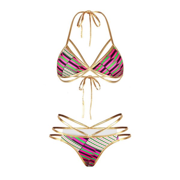 Download main imagesDownload variant imagesDownload description imagesAfrican Printed Two-Pieces Bikini Set Sexy Women Gold Geometric Gilding Swimwear Swimsuit Brazilian High Waist Bathing Suit - Image 2