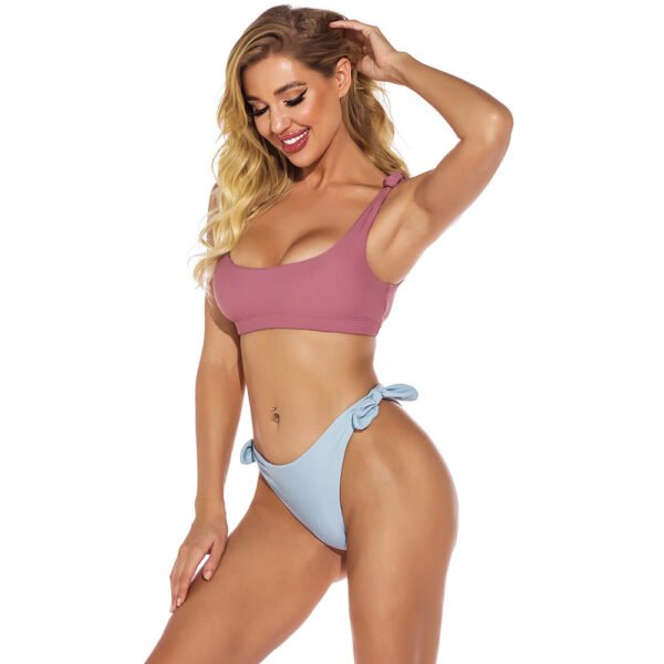 New Swimwear European And American Solid Color Split Swimsuit Women - Image 4