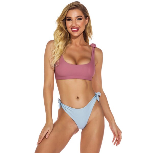 New Swimwear European And American Solid Color Split Swimsuit Women - Image 3
