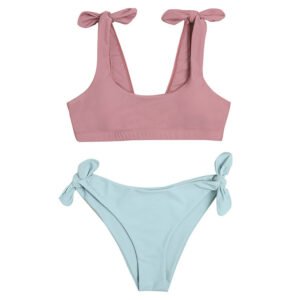 New Swimwear European And American Solid Color Split Swimsuit Women