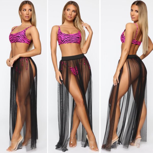 Women Bikini Cover Up Swimwear Mesh Sheer Beach Maxi Wrap Skirt Sarong Pareo One Piece Summer Bathing Suit Swimsuit Holiday - Image 4