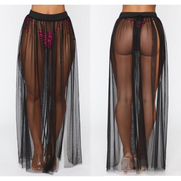 Women Bikini Cover Up Swimwear Mesh Sheer Beach Maxi Wrap Skirt Sarong Pareo One Piece Summer Bathing Suit Swimsuit Holiday - Image 5