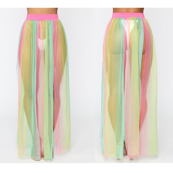 Women Bikini Cover Up Swimwear Mesh Sheer Beach Maxi Wrap Skirt Sarong Pareo One Piece Summer Bathing Suit Swimsuit Holiday - Image 2
