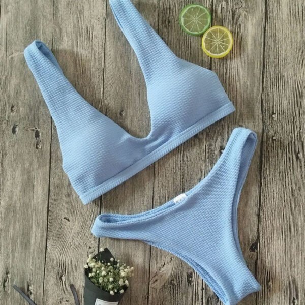 Women Bikini Set Swimwear Padded solid Bathing Beachwear - Image 3