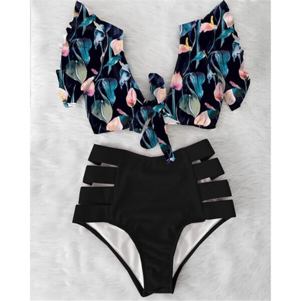 High Waist Bikini Ruffle Swimwear Women Print Sexy Swimsuits - Image 7