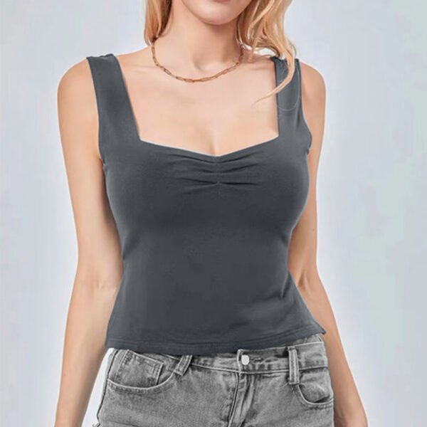 Backless Underwaist Solid Color Square Collar Split Double-layer Vest - Image 10