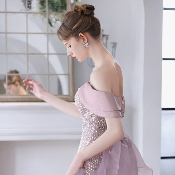 Women's Fashion Simple One-shoulder Evening Dress - Image 2
