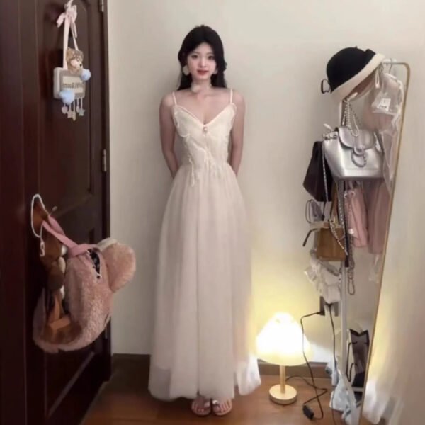 Mesh Vacation Style Mori Dress Women - Image 3