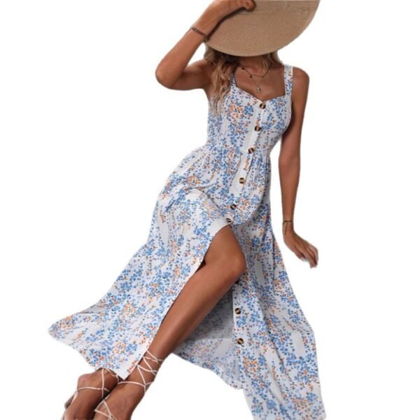 Women's Floral Dress Women's Summer Outerwear A- Line Skirt Dress - Image 6