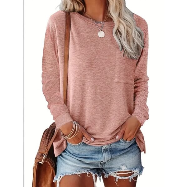 3 Pack Women's Long Sleeve Shirts Casual Crew Neck Basic Tops Solid Layer T Shirts For Ladies - Image 3