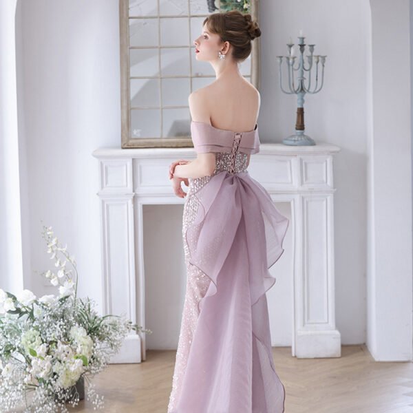 Women's Fashion Simple One-shoulder Evening Dress - Image 5