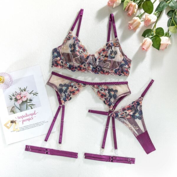 Embroidery See-through Adult Lady Like Woman Style Lingerie - Image 6