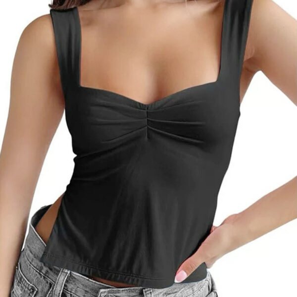 Backless Underwaist Solid Color Square Collar Split Double-layer Vest - Image 7