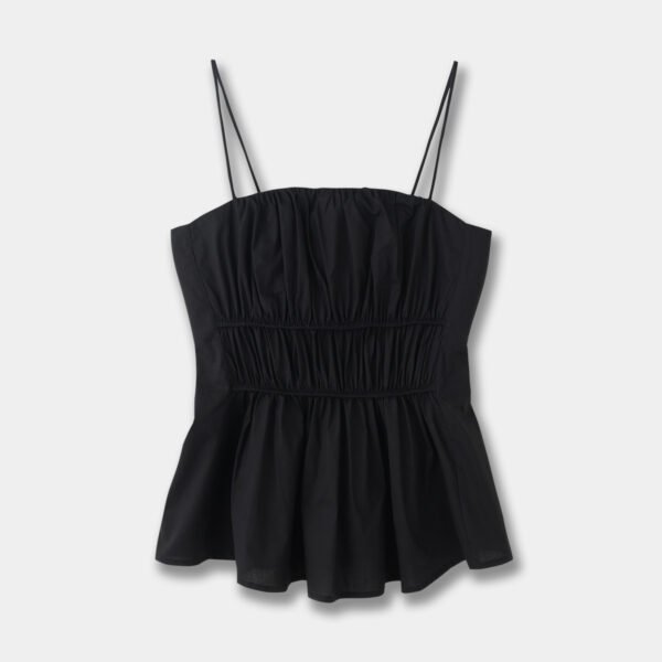 Standard Edition Pleated Camisole Top Brown Easy Matching Waisted Vest - Image 6