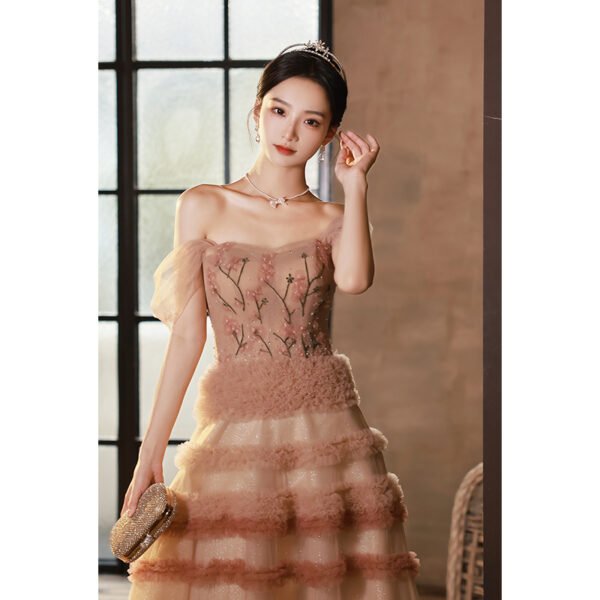 Women's Niche Light Luxury Flower Princess Evening Dress - Image 5