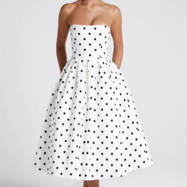 Polka Dot Tube Top Dress Waist Trimming Fashion Women - Image 3