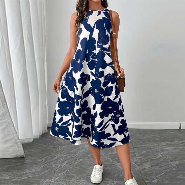 Dress Polyester Sleeveless Vest A- Line Skirt