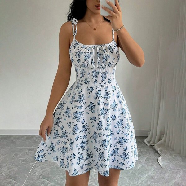 Sweet Waist Trimming A- Line Western Style Slimming Casual Dress - Image 8
