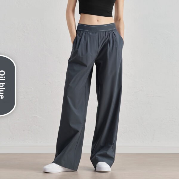 Casual Wide Leg Drooping Straight Pants Waistline Lifting Design - Image 3