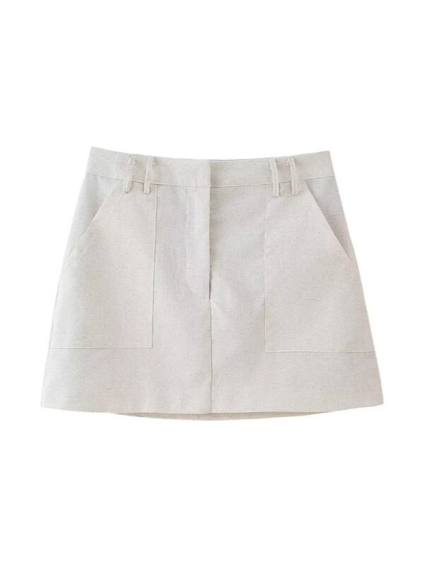 Round Neck Breasted Vest Skirt Outfit - Image 4