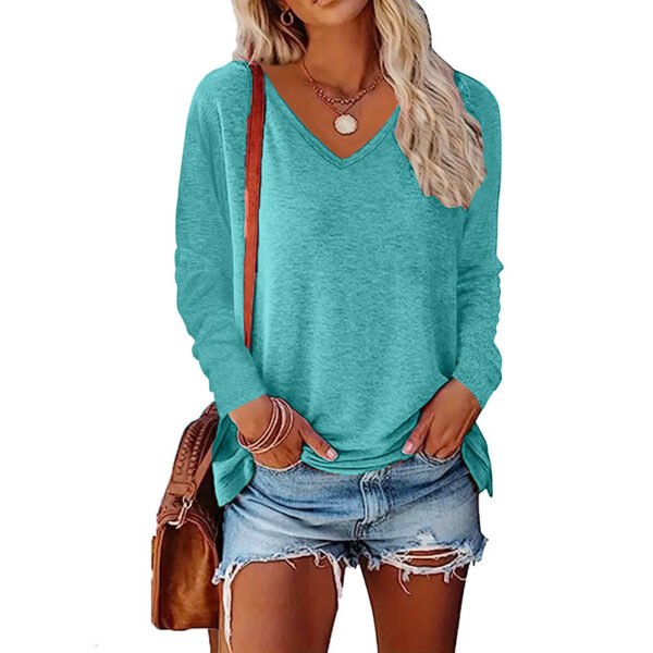2PCS Womens T Shirts Long Sleeve V Neck Basic Tee Soft Casual Loose Fit Fall Tops Outfits 2025 - Image 8