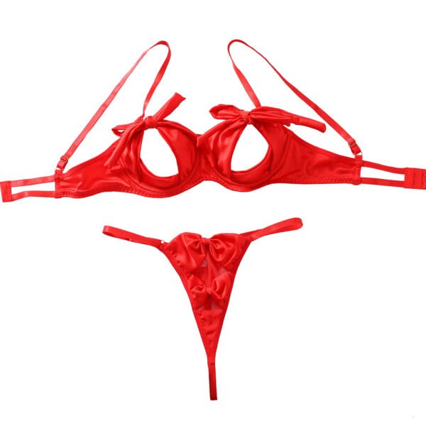 Girl Bra Set With Bow Tie And Sexy Hollow Out Lingerie Two-piece Set - Image 5