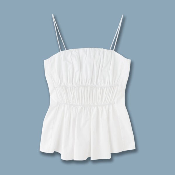 Standard Edition Pleated Camisole Top Brown Easy Matching Waisted Vest - Image 7