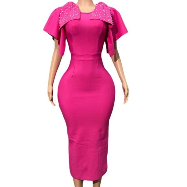 Double Shoulder Bow Slim Fit Dress - Image 2
