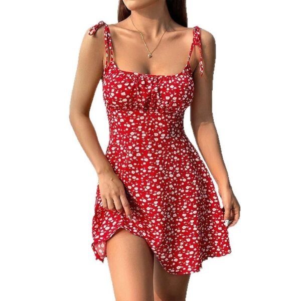 Sweet Waist Trimming A- Line Western Style Slimming Casual Dress - Image 4