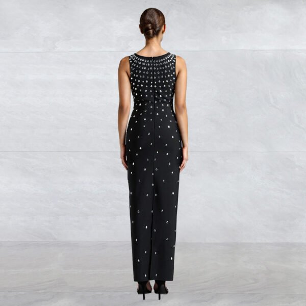 Rhinestone U-neck Sleeveless Sheath Tight Dress - Image 5