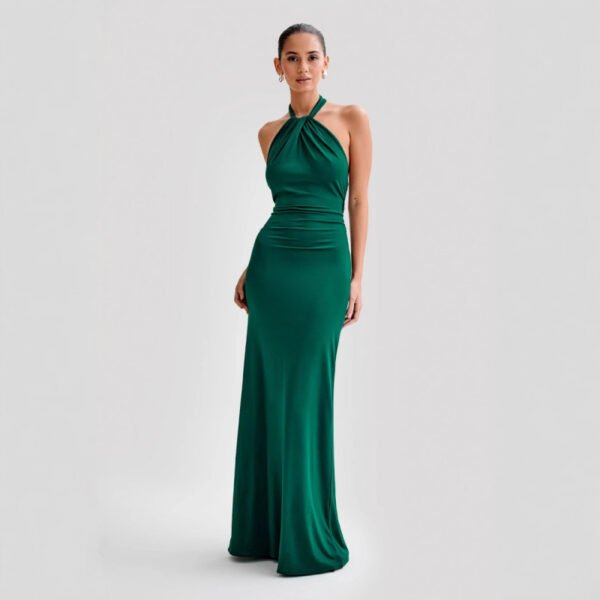 Sexy Sleeveless Slim Waist Halter Sheath Dress - Image 2