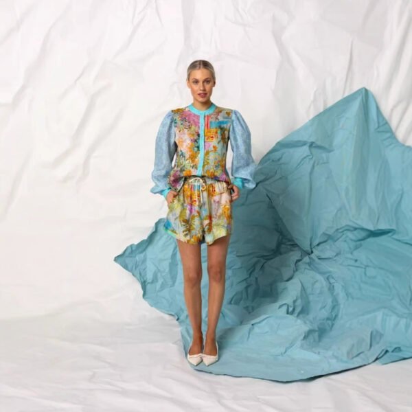 Casual Long Linen Sleeves Shirt Shorts Suit - Image 2