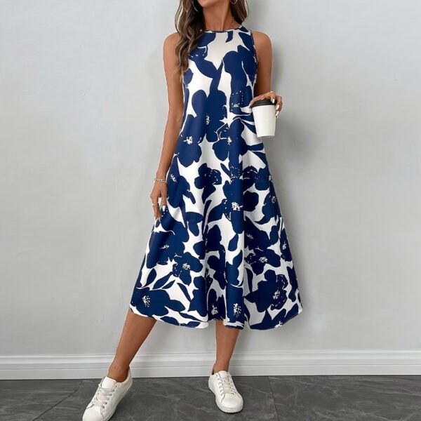 Dress Polyester Sleeveless Vest A- Line Skirt - Image 5