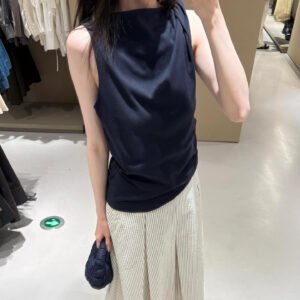 Slim-fit One-shoulder Knot Detail Cotton Top