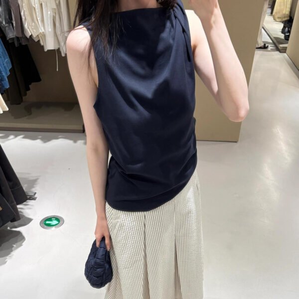 Slim-fit One-shoulder Knot Detail Cotton Top