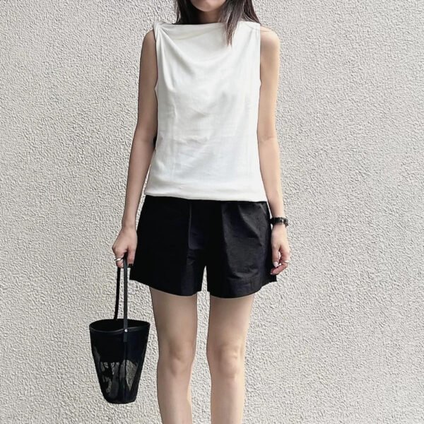 Slim-fit One-shoulder Knot Detail Cotton Top - Image 4