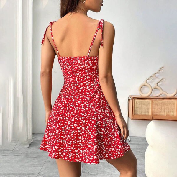 Sweet Waist Trimming A- Line Western Style Slimming Casual Dress - Image 3