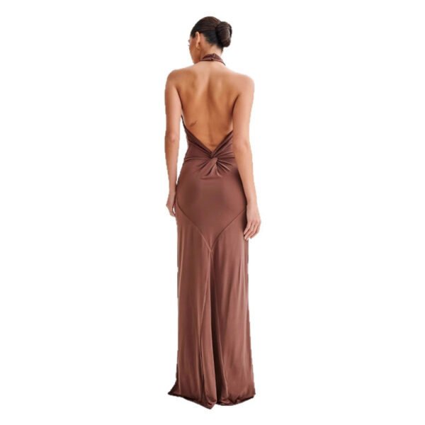 Sexy Sleeveless Slim Waist Halter Sheath Dress - Image 5