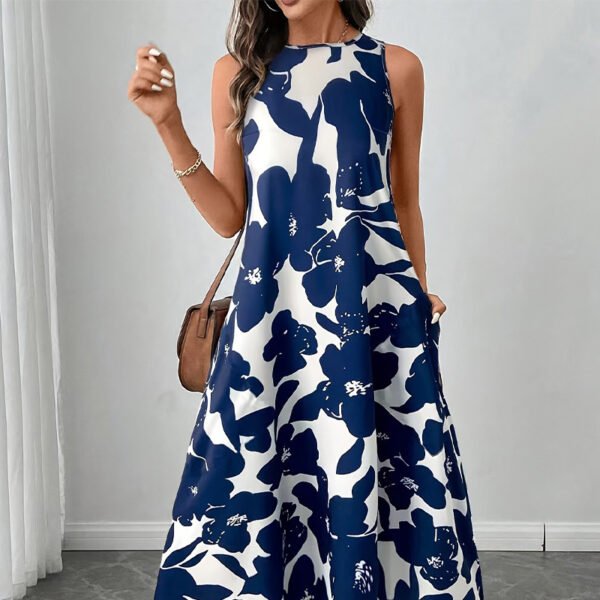 Dress Polyester Sleeveless Vest A- Line Skirt - Image 6