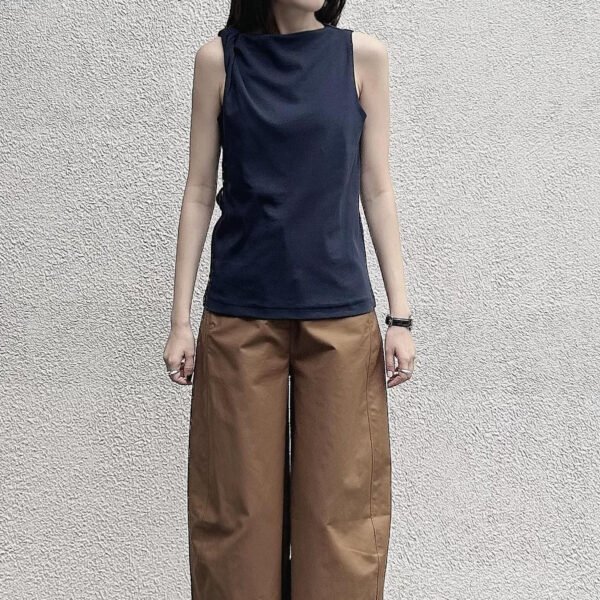 Slim-fit One-shoulder Knot Detail Cotton Top - Image 7