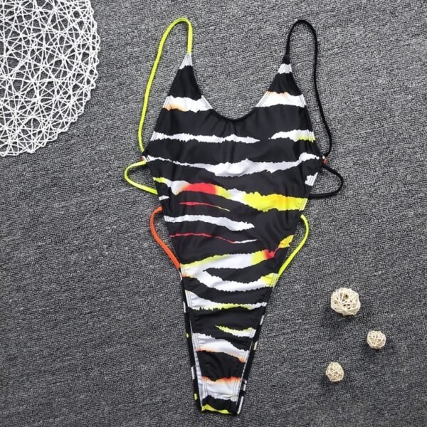 Sexy High Cut One Piece Swimsuit Thong Swimwear Women Trikini - Image 5
