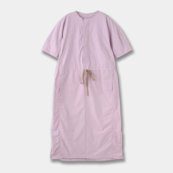 French Parachute Drawstring Waist Dress Round Neck - Image 7