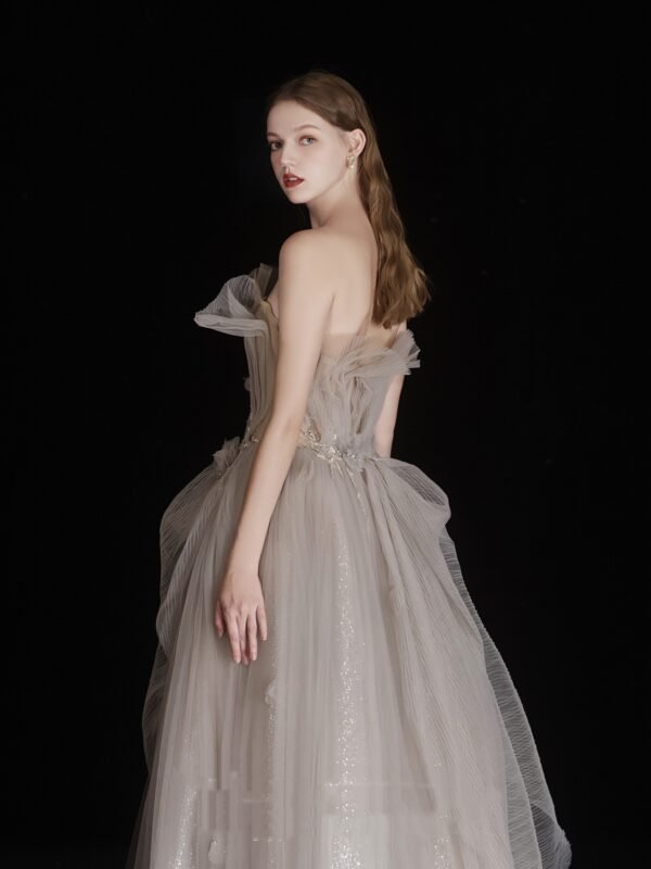 Gray Coffee Color Dinner Annual Meeting Tube Top Dress - Image 10