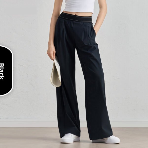 Casual Wide Leg Drooping Straight Pants Waistline Lifting Design - Image 2