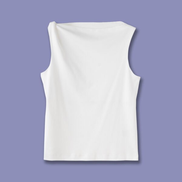 Slim-fit One-shoulder Knot Detail Cotton Top - Image 5