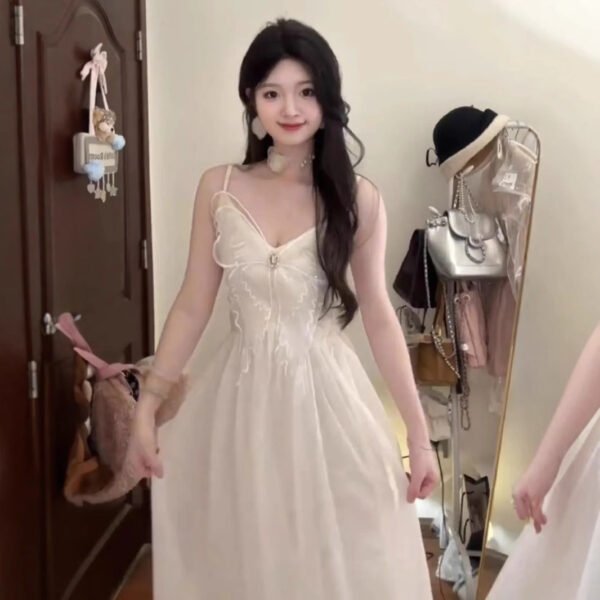 Mesh Vacation Style Mori Dress Women