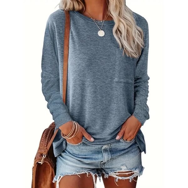 3 Pack Women's Long Sleeve Shirts Casual Crew Neck Basic Tops Solid Layer T Shirts For Ladies - Image 7